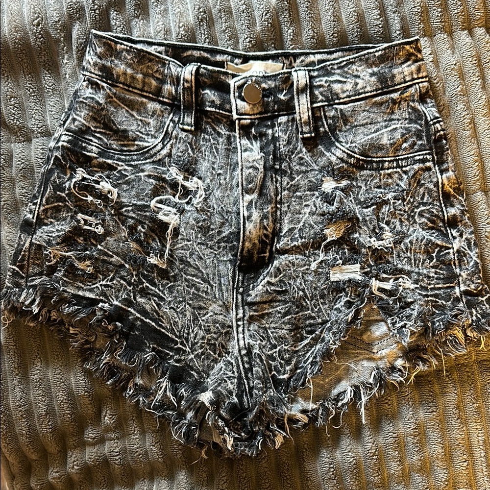 Aphrodite Black Distressed Jean Shorts